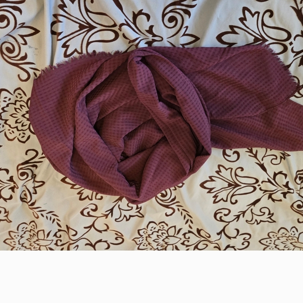 Elegant Plum Chiffon Plaid Rectangle Scarf